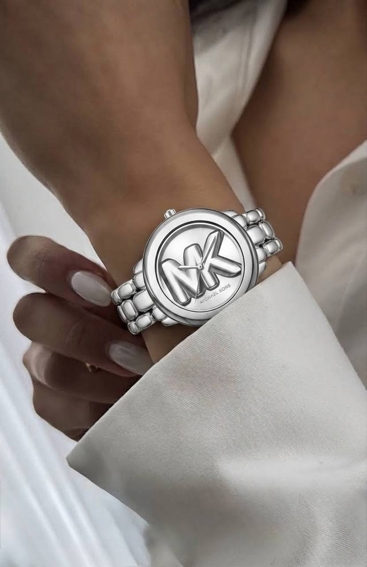 MICHAEL KORS SILVER-TONE STAINLESS STEEL WOMEN&