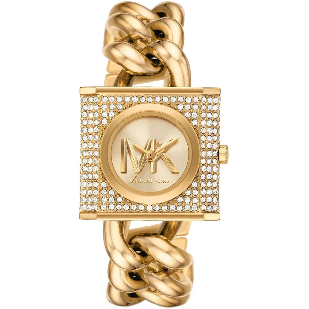 MICHAEL KORS MINI LOCK PAVE GOLD-TONE CHAIN WOMEN&