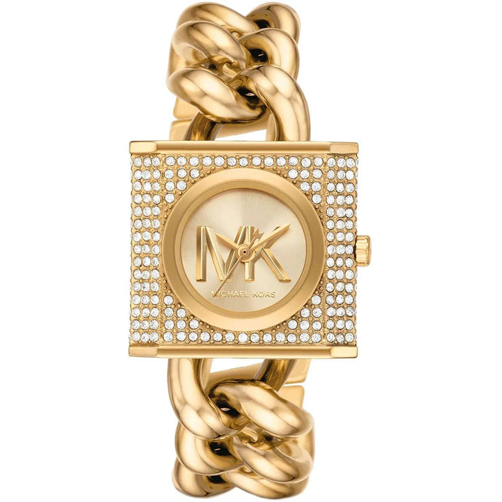 MICHAEL KORS MINI LOCK PAVE GOLD-TONE CHAIN WOMEN&