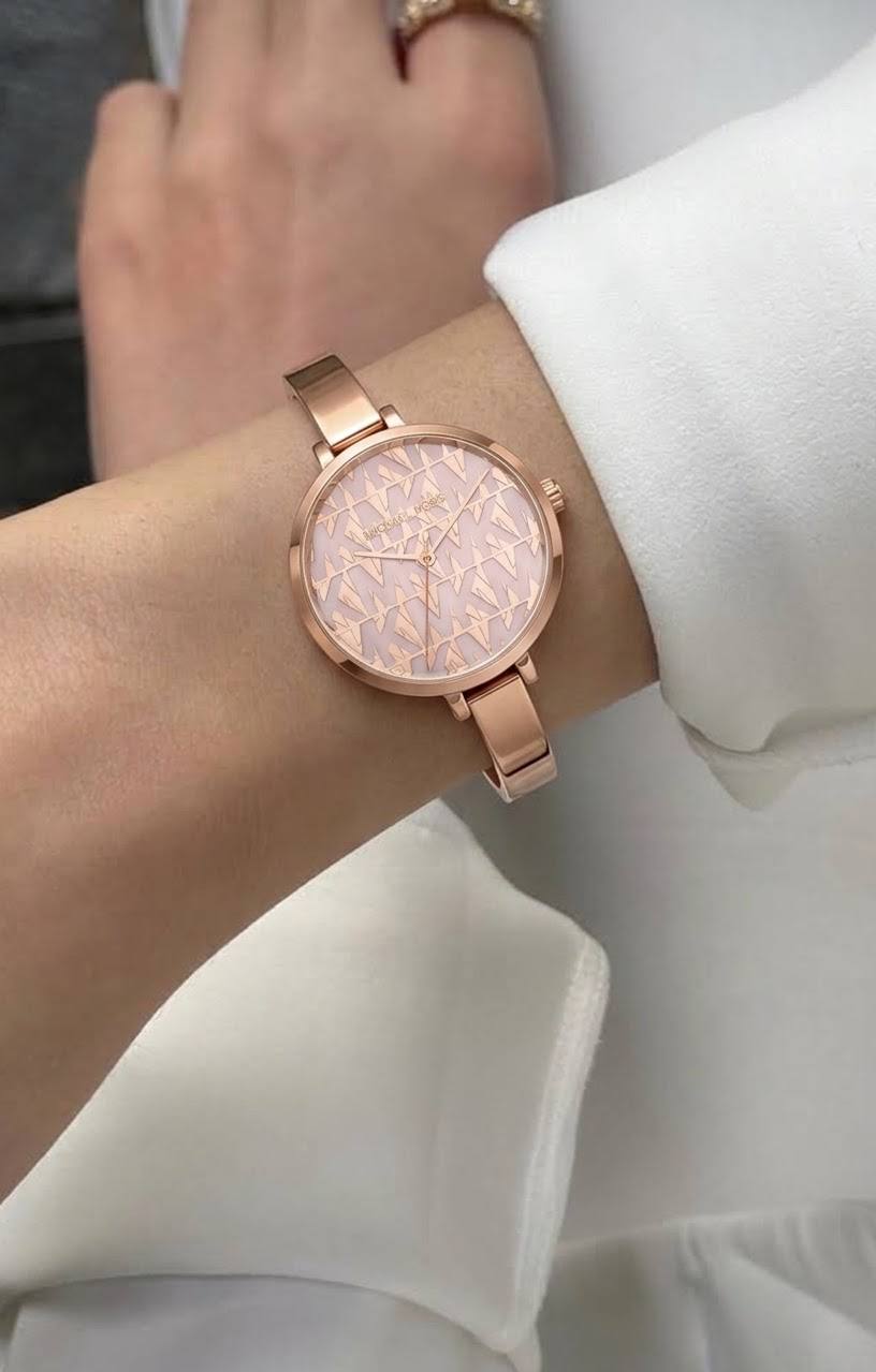 MICHAEL KORS NAIA ROSE GOLD-TONE LOGO WOMEN&
