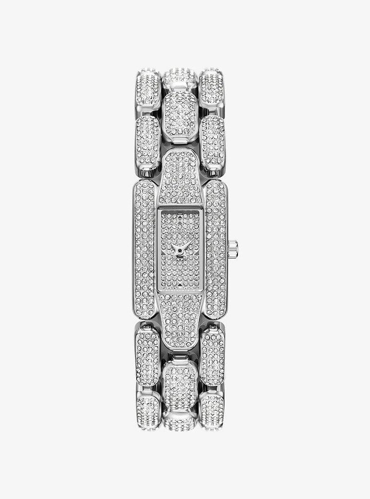 MICHAEL KORS MINI HALLY PAVE SILVER-TONE WOMEN&
