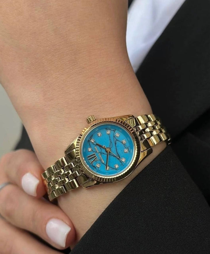 MICHAEL KORS PETITE LEXINGTON GOLD-TONE STAINLESS STEEL WOMEN&