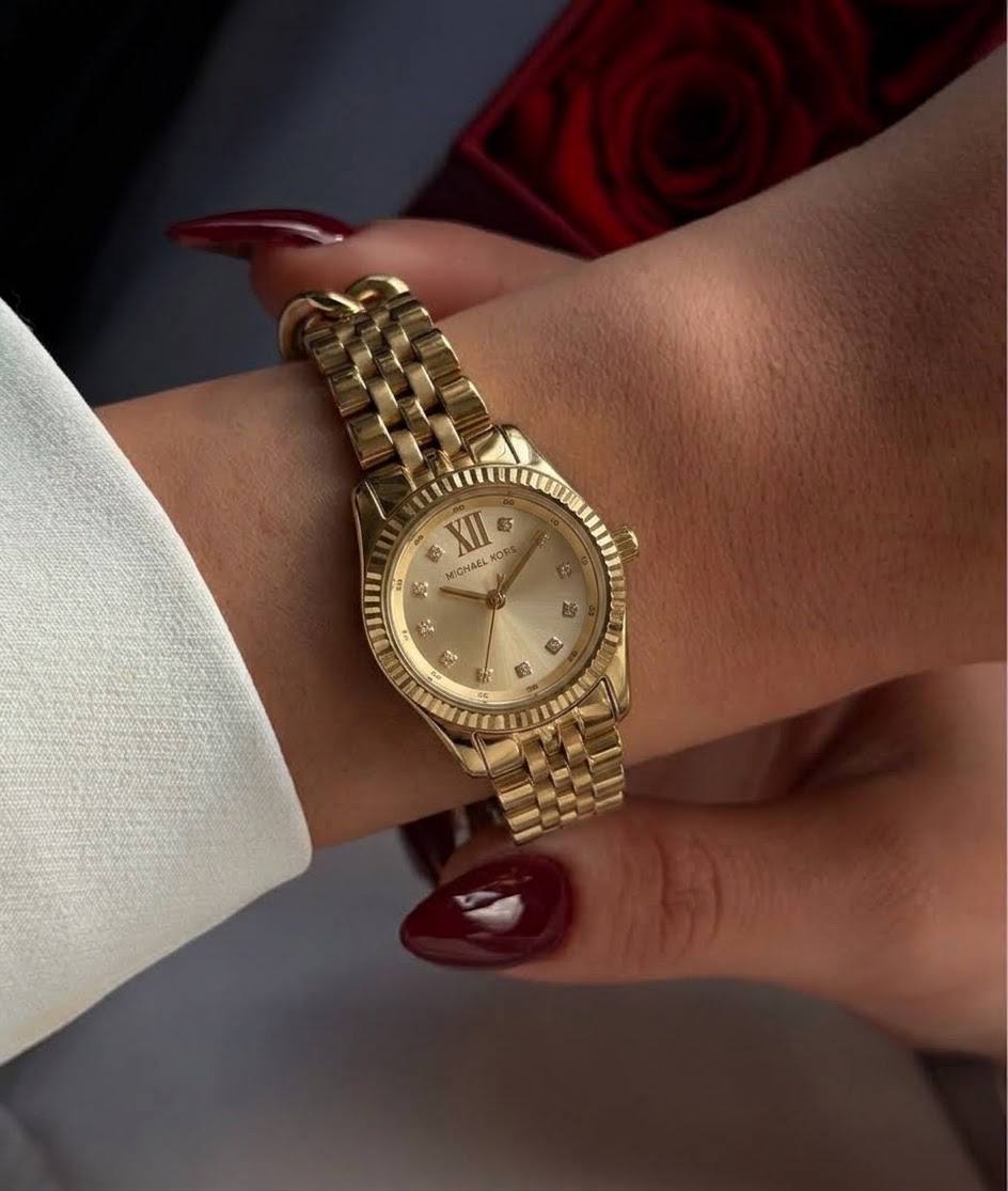 MICHAEL KORS LEXINGTON GOLD-TONE CRYSTAL DIAL WOMEN&