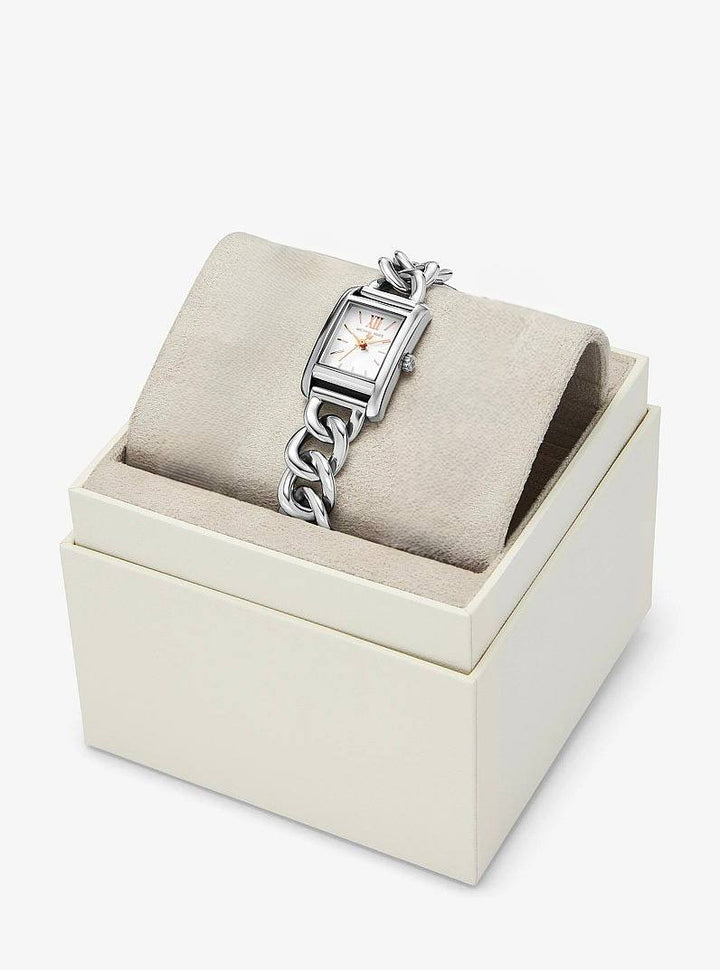 MICHAEL KORS EMERY SILVER-TONE CHAIN LINK WOMEN&