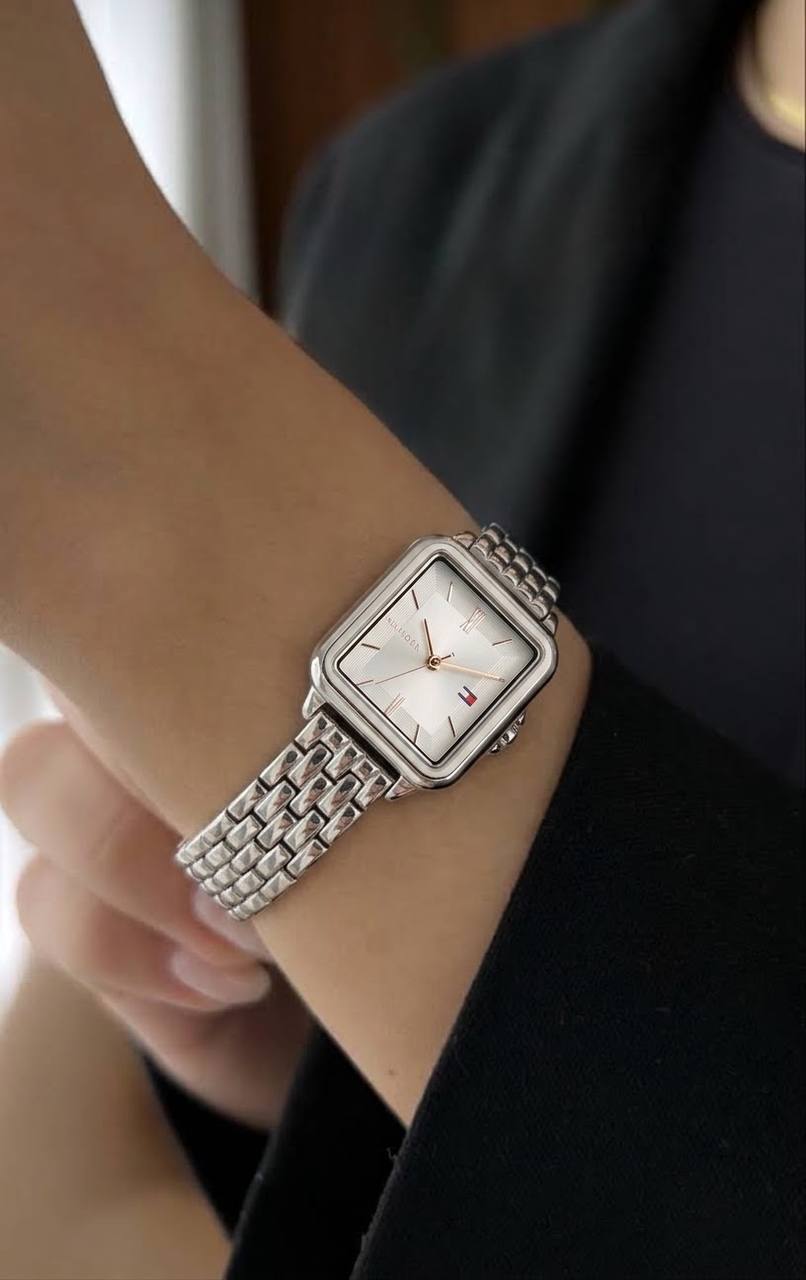 TOMMY HILFIGER MIA SILVER-TONE SQUARE WOMEN&