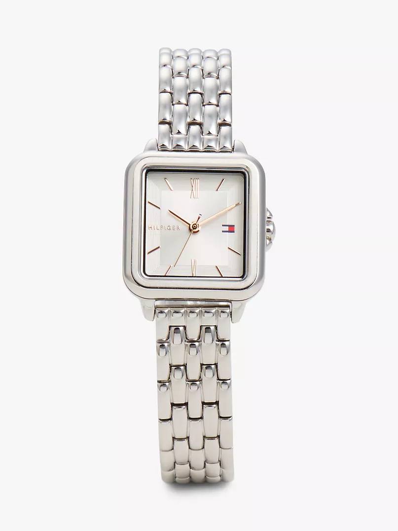 TOMMY HILFIGER MIA SILVER-TONE SQUARE WOMEN&