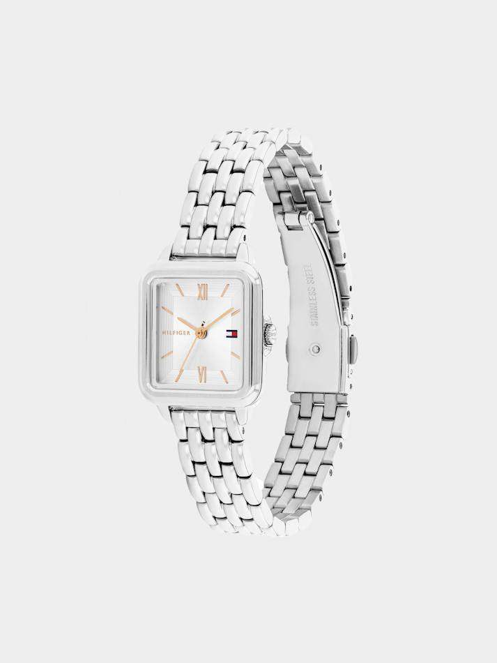 TOMMY HILFIGER MIA SILVER-TONE SQUARE WOMEN&