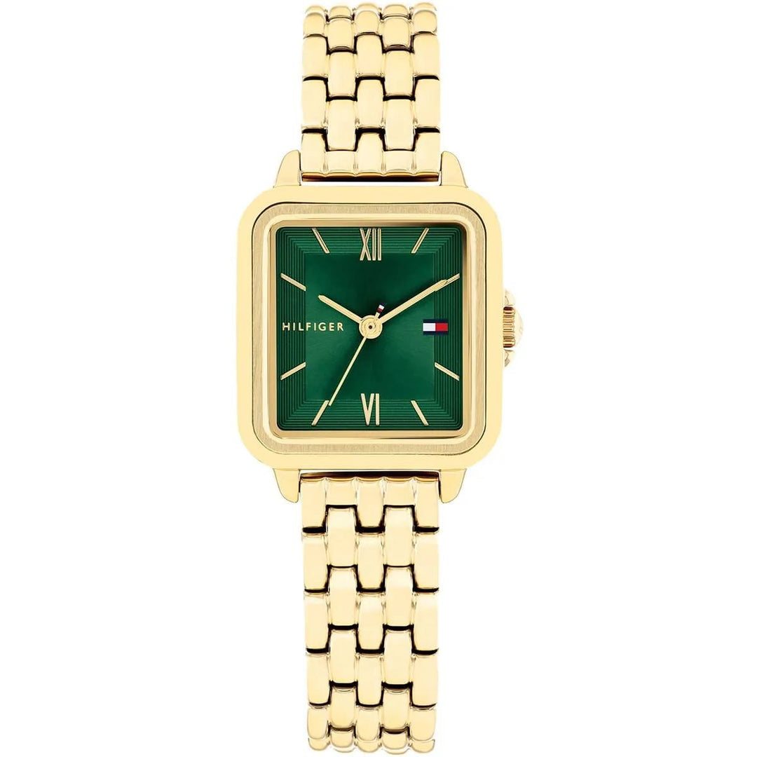 TOMMY HILFIGER GREEN DIAL&amp; GOLD STEEL WOMEN&