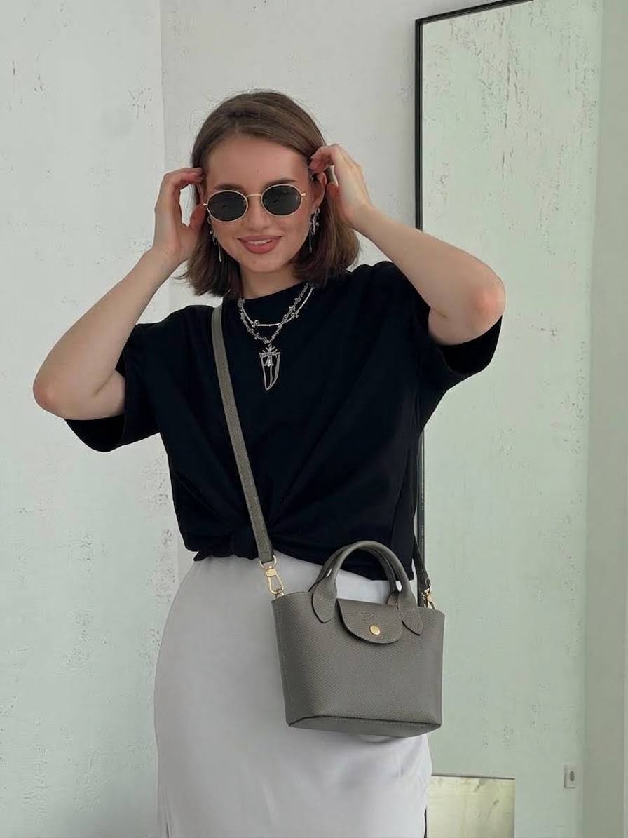 LONGCHAMP ÉPURE XS LEATHER TOTE BAG-GRAY