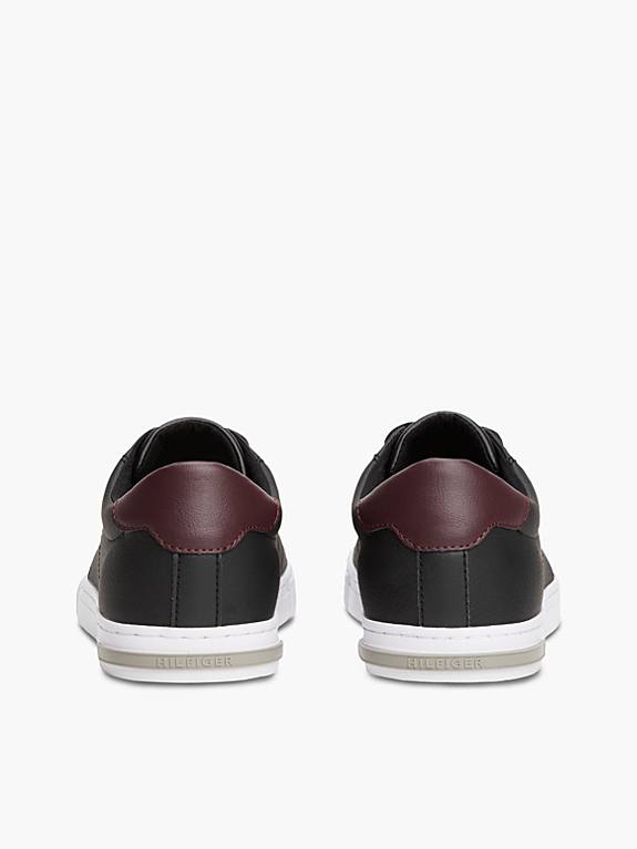 TOMMY HILFIGER ESSENTIAL LEATHER VULCANISED TRAINERS-BLACK