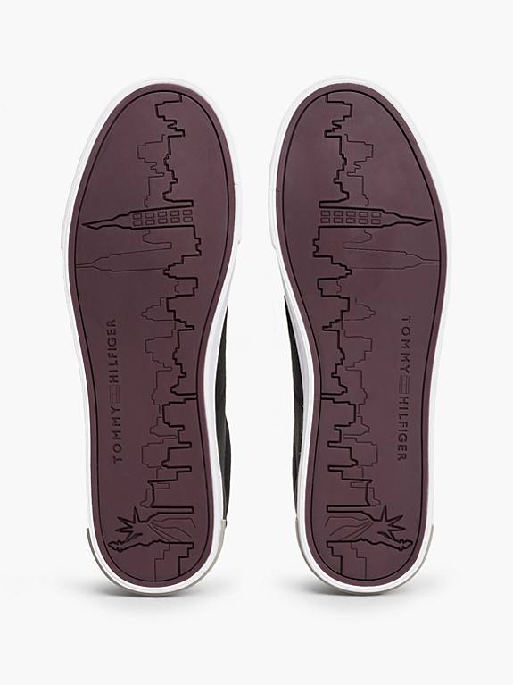 TOMMY HILFIGER ESSENTIAL LEATHER VULCANISED TRAINERS-BLACK