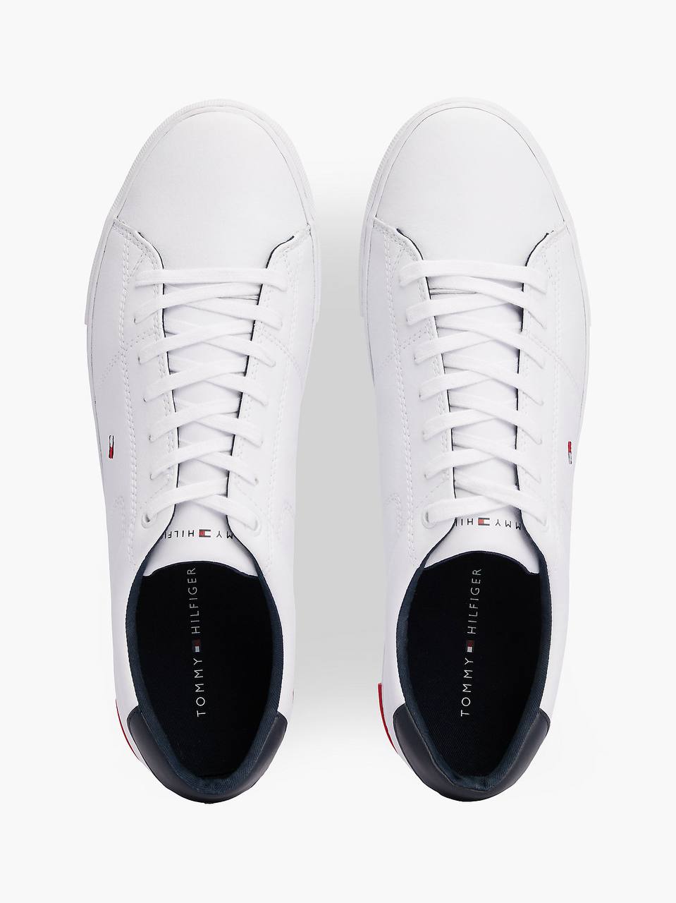 TOMMY HILFIGER ESSENTIAL LEATHER VULCANISED TRAINERS-WHITE