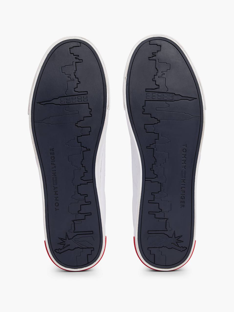 TOMMY HILFIGER ESSENTIAL LEATHER VULCANISED TRAINERS-WHITE