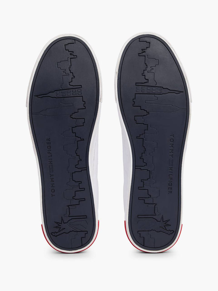 TOMMY HILFIGER ESSENTIAL LEATHER VULCANISED TRAINERS-WHITE