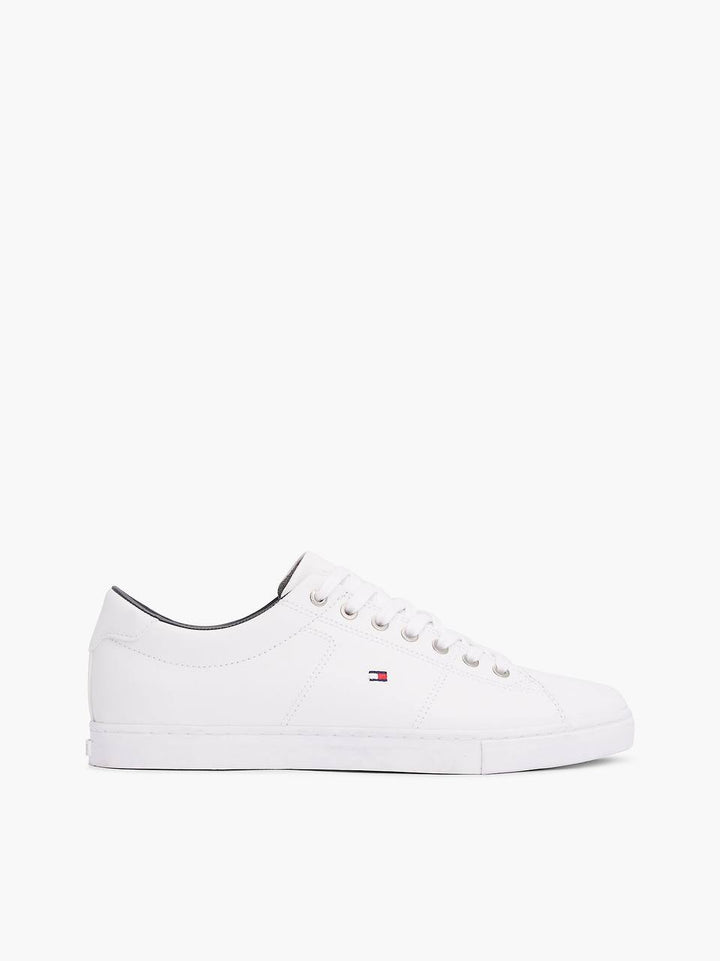TOMMY HILFIGER ESSENTIAL LEATHER LACE-UP TRAINERS-WHITE