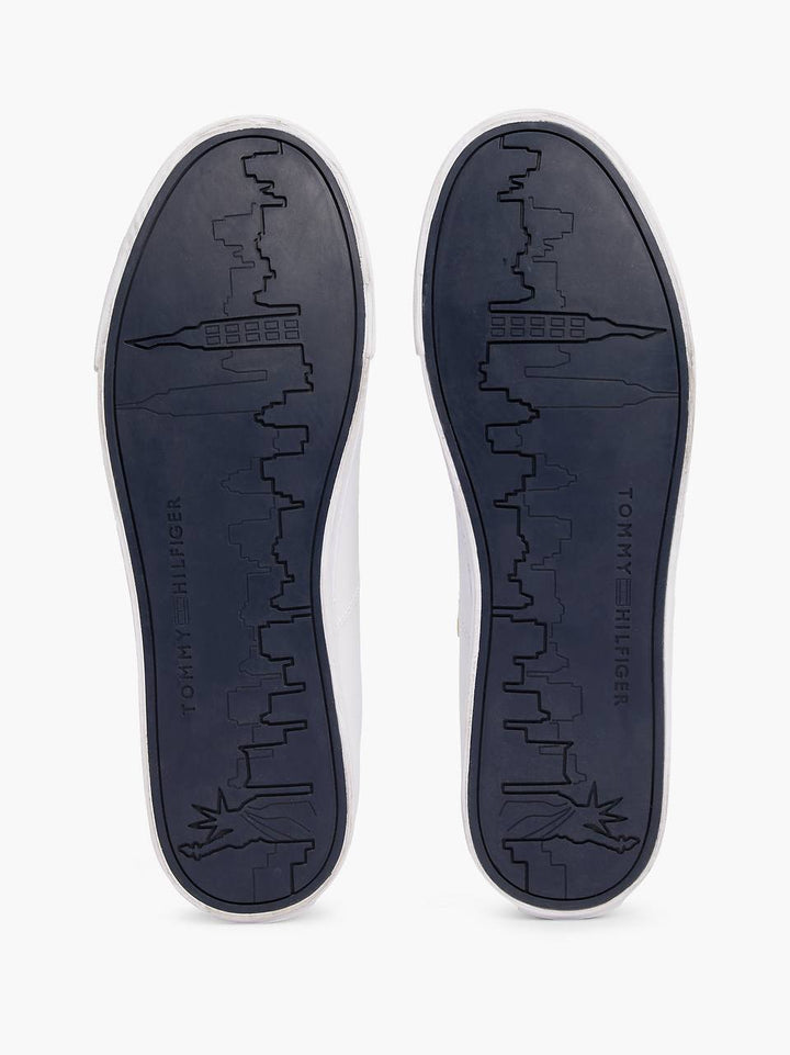 TOMMY HILFIGER ESSENTIAL LEATHER LACE-UP TRAINERS-WHITE