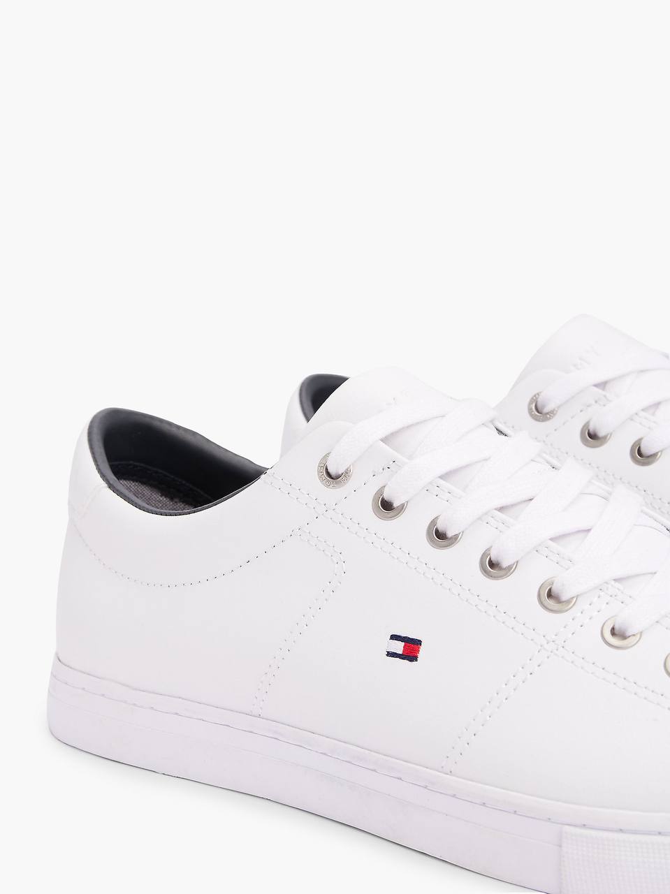 TOMMY HILFIGER ESSENTIAL LEATHER LACE-UP TRAINERS-WHITE