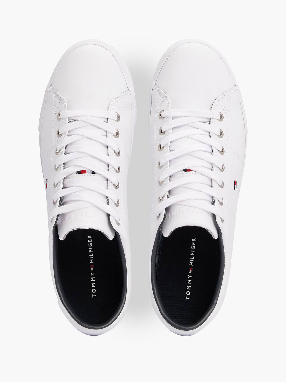 TOMMY HILFIGER ESSENTIAL LEATHER LACE-UP TRAINERS-WHITE